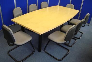 used 2400mm maple veneer boat shape table reading newbury berkshire 