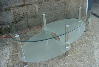 oval glass coffee table 2 shelves reading newbury berkshire reception area