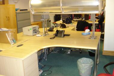 used 1600mm corner desk maple overhead storage newbury berkshire 