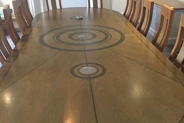 boardroom table veneer inlaid newbury berks
