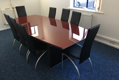 babini red glass boardroom table designer modern newbury reading berkshire