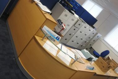 oak reception desk with gallery ledge oxford newbury 