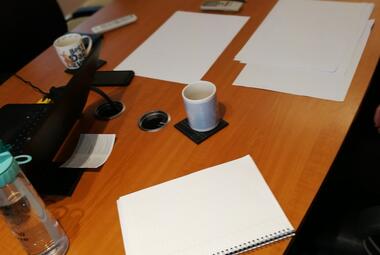 6 seater cherry meeting table with cable ports newbury berks 