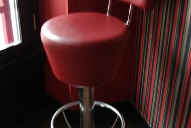 used podium bar stool nightclub liquidation newbury red leather
