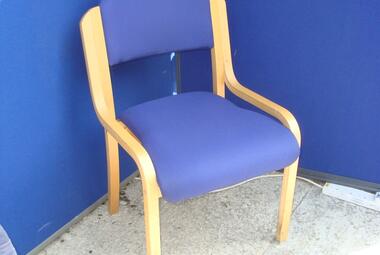 Natural  Beech Meeting Chair without Arms in Dark Blue