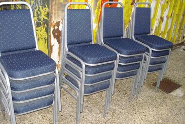 banquet chair stackable blue fabric silver frame newbury reading berkshire