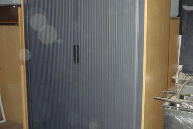 oak tambour roll front cupboard with shelves newbury berkshire