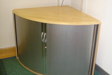 used desk height corner tambour storage maple newbury berkshire 