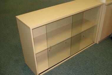 used glass fronted pale oak bookcase with 1 shelf newbury