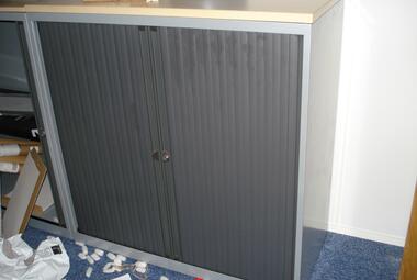 used tambour cupboard with shelves and maple top newbury berkshire