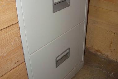 2 drawer foolscap grey metal filing cabinet 