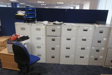 4 drawer grey metal foolscap filing cabinet office garage warehouse oxford 