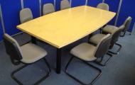 used 2400mm maple veneer boat shape table reading newbury berkshire 