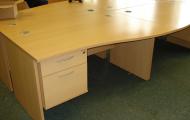used light beech wave desk panel end legs fixed pedestal berkshire