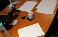 6 seater cherry meeting table with cable ports newbury berks 