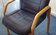 wood framed meeting chair with arms blue fabric newbury berkshire