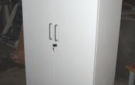 mid height 2 door white cupboard 2 shelves office home oxford