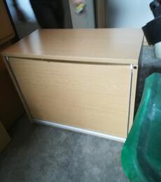 used light oak vertical tambour roll front office cupboard newbury reading berkshire 